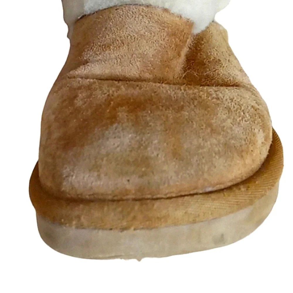 UGG Carter Chestnut Suede Boots Exposed Sheepskin Trim Size 6